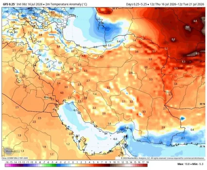 صدور هشدار قرمز هواشناسی برای ۲ استان دمای هوا به ۵۰ درجه می رسد